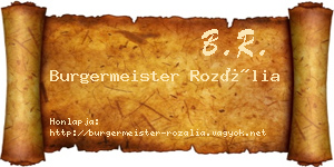 Burgermeister Rozália névjegykártya